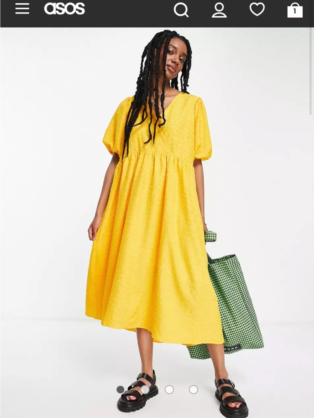 Textured Midi Dress in Bright Yellow